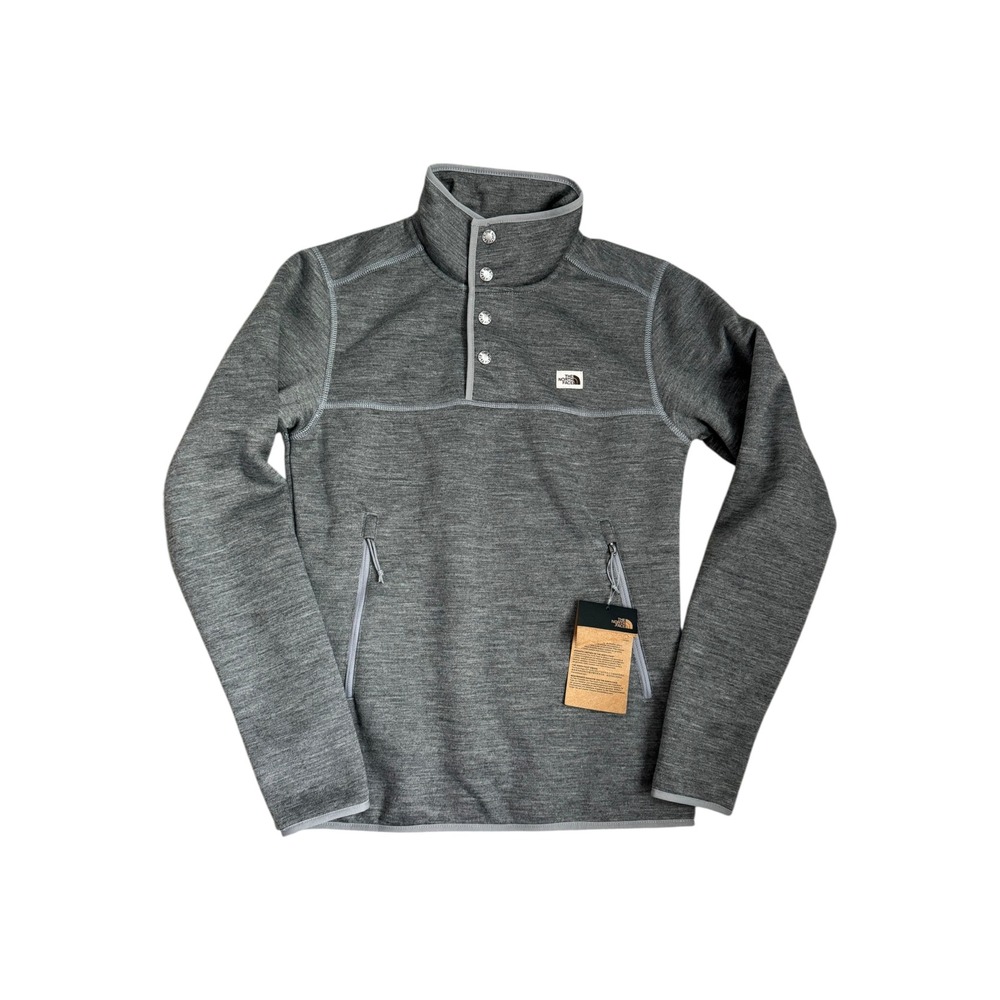 The North Face Sherpa Patrol 1/4 Snap Pullover Heather‎ Grey Fleece Mens XS NEW